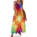 longue décontractée sans manches tie-dye arc-en-ciel pour femme, idéale pour l'été, la plage et les vacances.