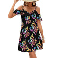 d'été mini à épaules dénudées pour femme LGBT, style gay as fuck, mini-robe à volants pour la plage ou les fêtes.